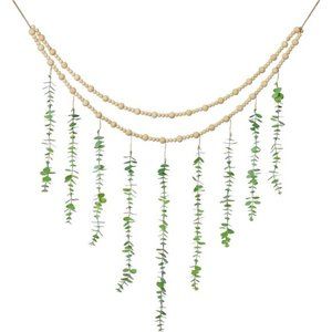 Hanging Eucalyptus Boho Wall Decor Large Bedroom Hanging Wooden Bead Garland